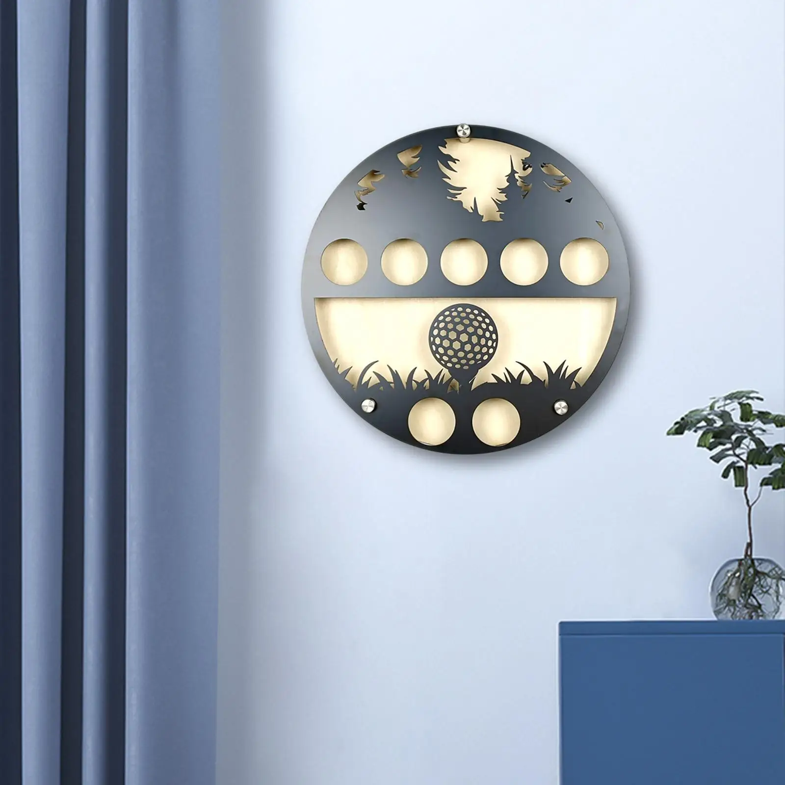 

Golf Ball Display Case Trendy Wood & Metal Iron Artwork 30 Cmx30 cm Craft Ornament Unique Golf Ball Holder Display Wall Mounted