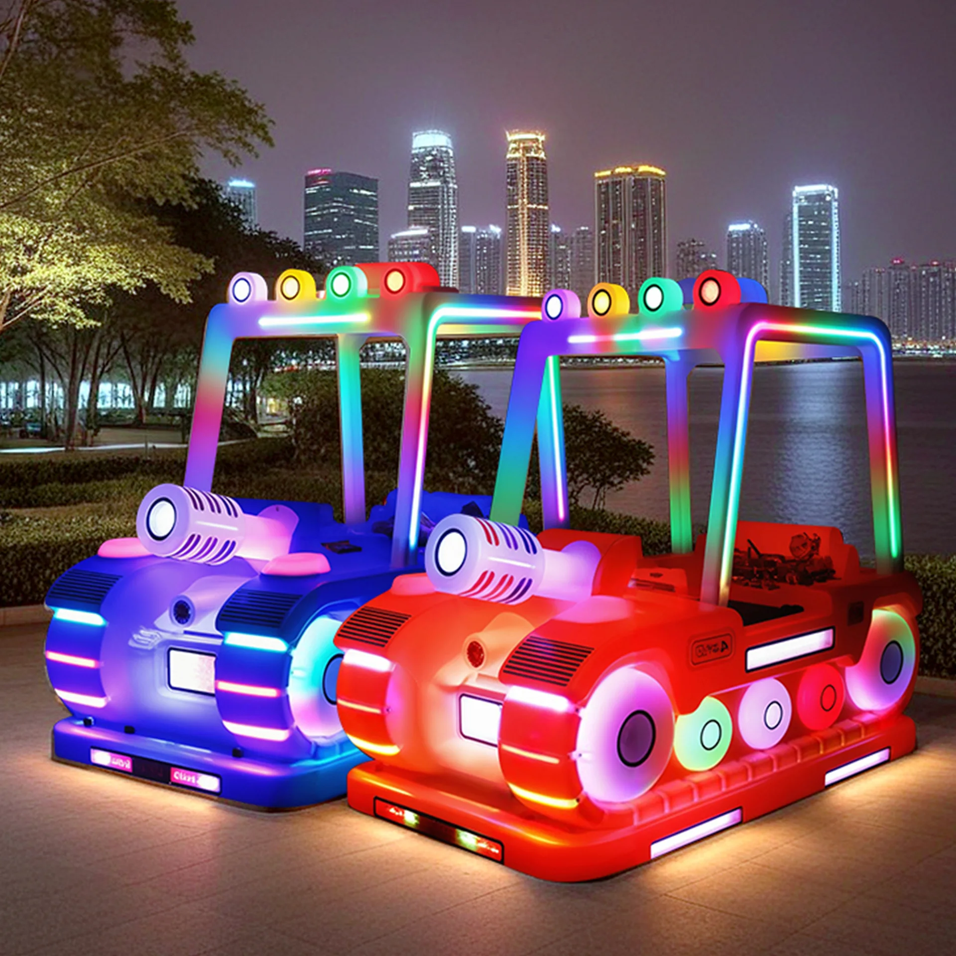 

New children's square bumper car park shopping mall battery electric tank car stall luminous double amusement equipment