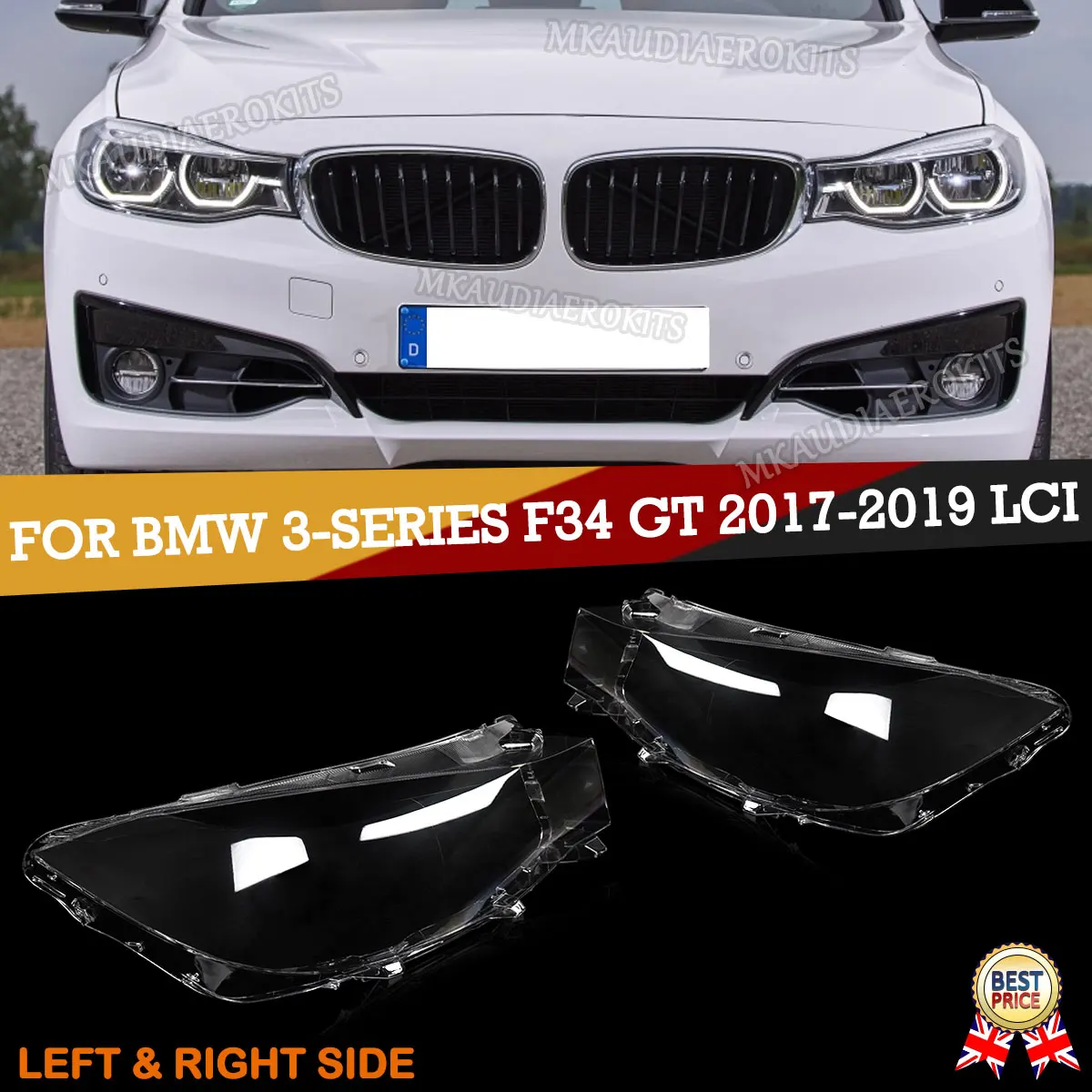 Für BMW F34 Scheinwerfergehäuse 3er GT LCI 320i 330i 340i 2016-2019 Scheinwerferlinse Lampenschirm Scheinwerferabdeckung Kunststoff