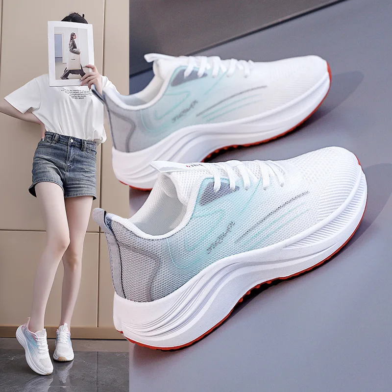 

2026 Summer Women's Anti slip Thick soled Fashionable Breathable Casual Shoes Comfortable Mesh Sports Shoes