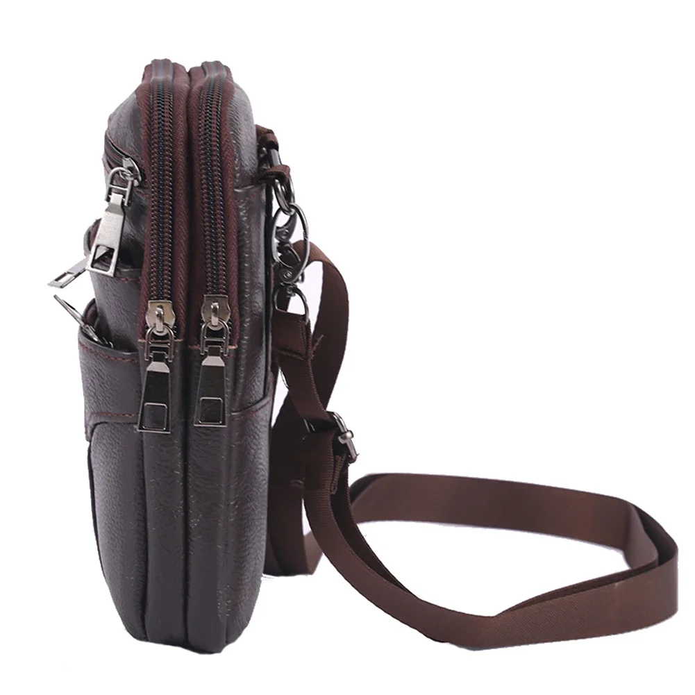 Men Leather Waist Bag Shoulder Crossbody Bags Retro Cowhide Pocket Mobile Phone Belt Bum Outdoor Case Pouch