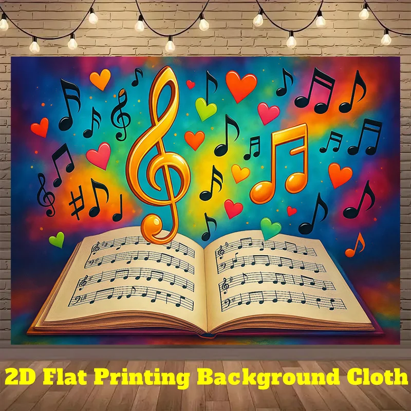 Music Note Tapestry, Colorful Treble Clef & Songbook Wall Hanging, Art Decor for Music Room Studio Bedroom Background