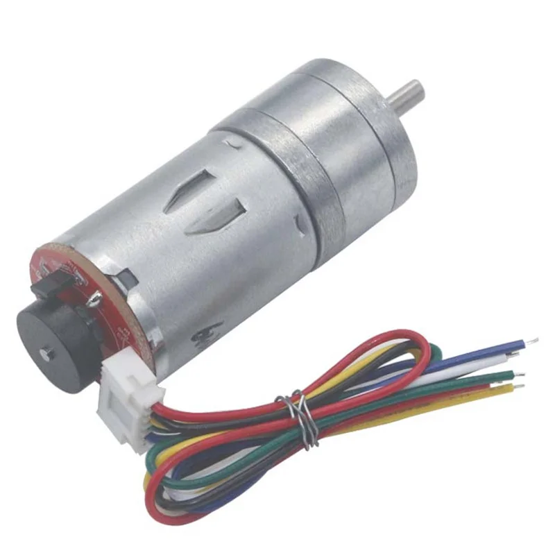 25GA 370 Gear Motor Encoder DC 6V 12V 24V High Power Large Torque Balance Trolley Mini Micro Metal Electric Gear Reduction Motor