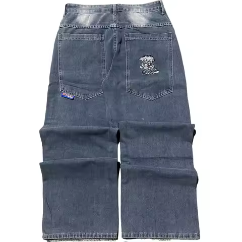 American Y2K 2025 New Baggy Wide Leg Black Jeans Overszied Women Street Casual Joker Denim Pants Couple Jeans Vintage Streetwear