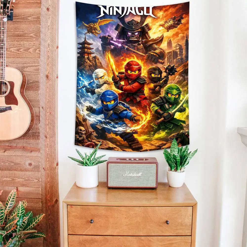 Cool Cartoon-N-Ninjago Theme Background Kids Happy Birthday New Year Party Decoration Poster Banner Gift