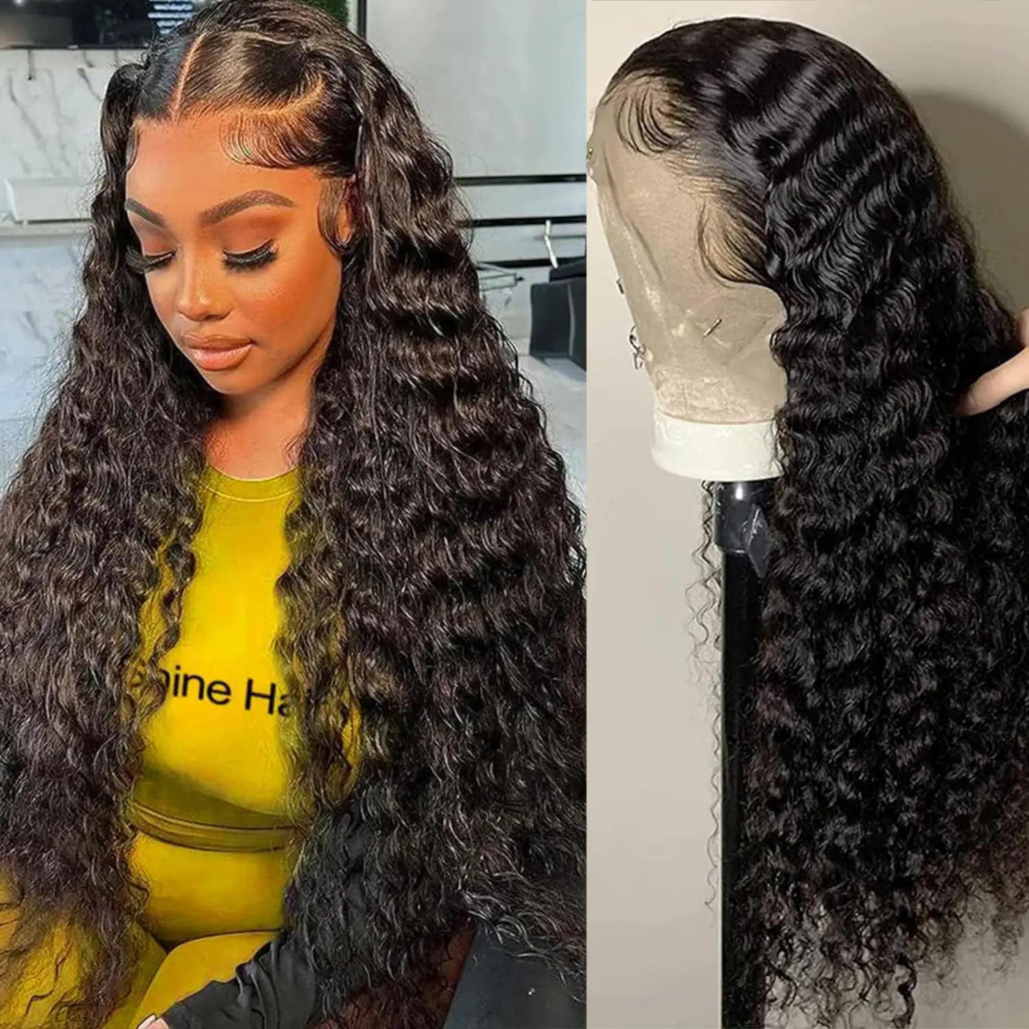 Glueless Wigs 9x6 7x5 Ready To Wear Brazilian Deep Wave Human Hair Wig 5x5 6x4 Curly Water Wave Lace Closure Wigs For Woman