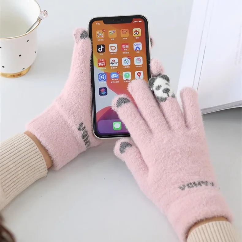 1pc autumn and winter female cutie riding to keep warm, thickened and cold-proof, students can touch the screen cotton gloves