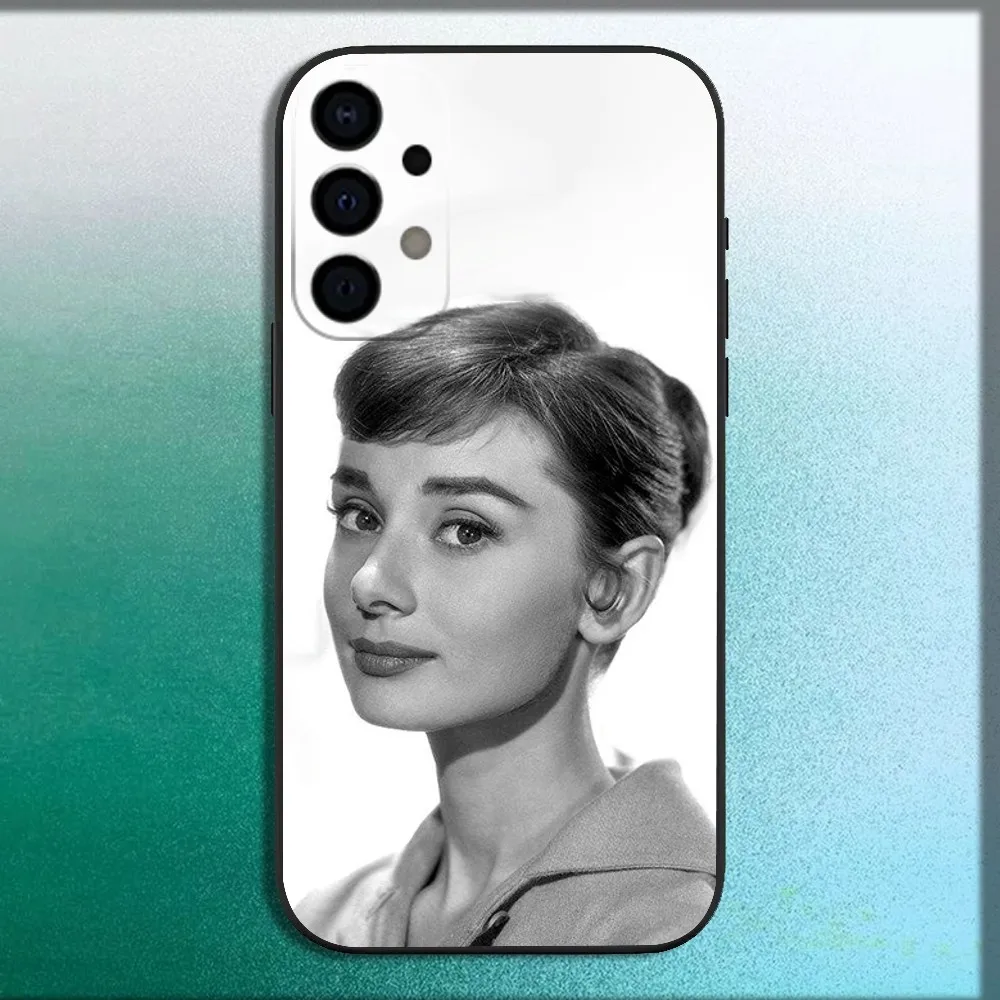 Actress Audrey H-Hepburn Phone Case For Samsung Galaxy A13,A21s,A22,A31,A32,A52,A53,A71,A80,A91 Soft Black Cover