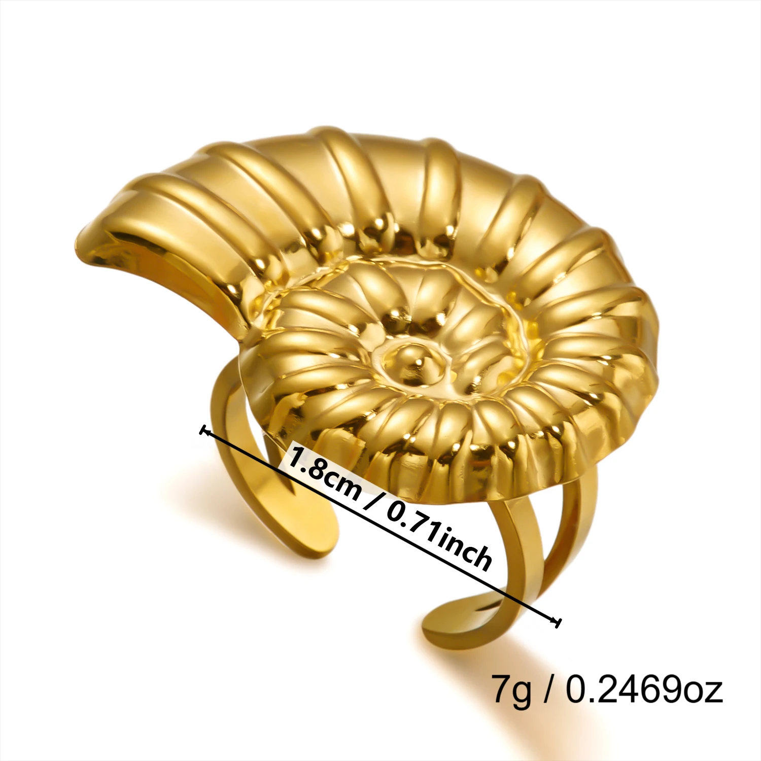 Übertriebener geometrischer Herz-Offenring für Damen, Edelstahl, vergoldet, Seestern-Muschel-Ring, Sommerparty-Schmuckgeschenke – Detail 8