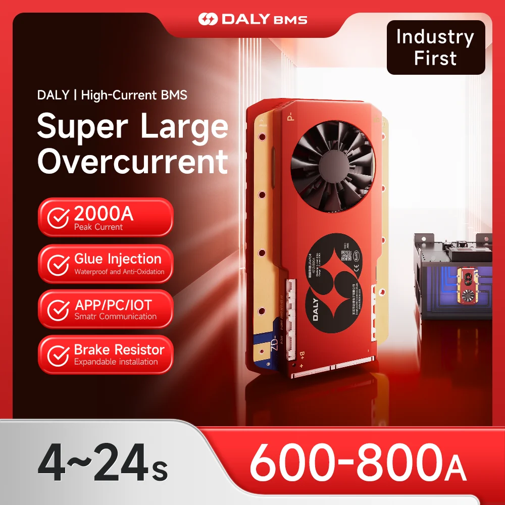 Daly BMS 고전류 스마트 BMS 블루투스 8S 16S 48V 600A 800A BMS (리튬인산철 배터리용) 인버터 보호 보드 BT RS485 CANBUS