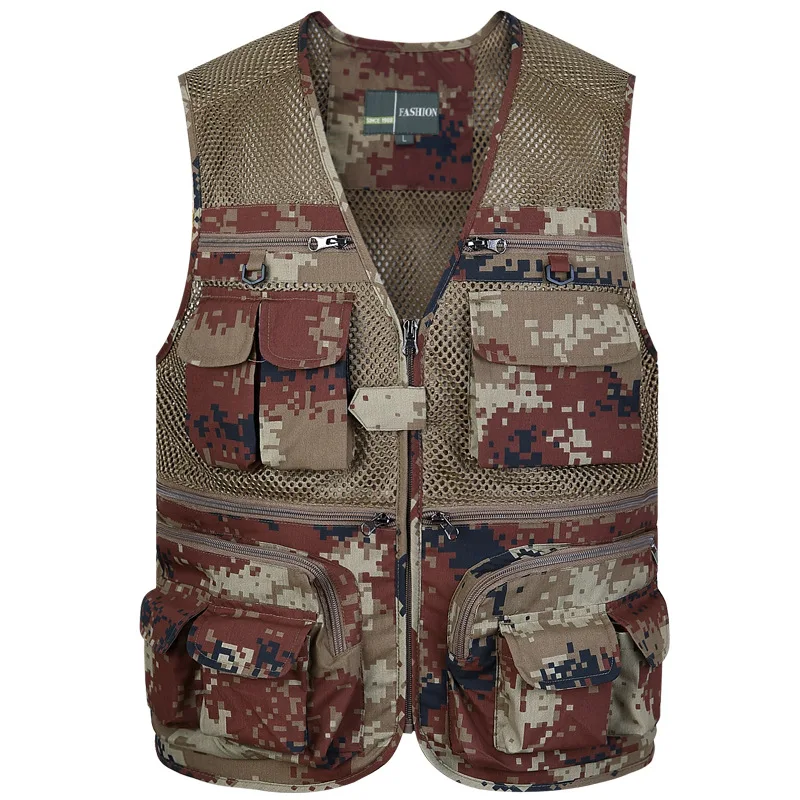 Men Camouflage Multiple Pockets Military Vest Fishing Hunting Mesh Vest Breathable Outdoor Outwear Waistcoat