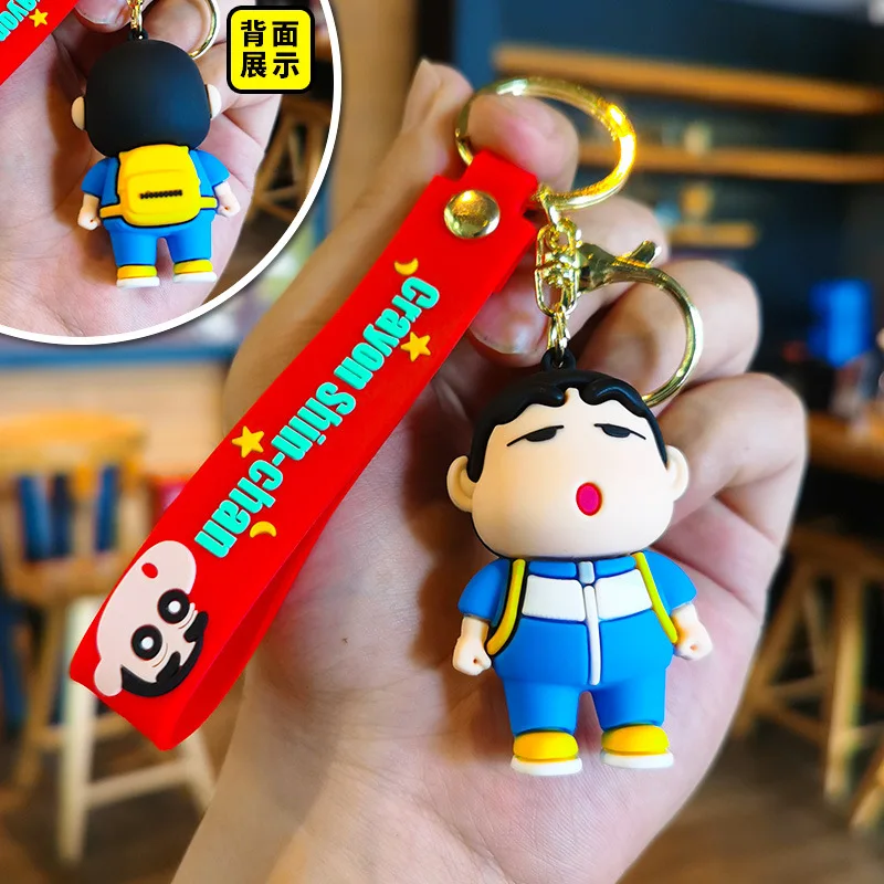 Kawaii-Crayon Shin-Chan Playing Games Butter Anime Figure, Key for Children, JOStudent School Bag, PmotCouple Keyring Toy Gifts