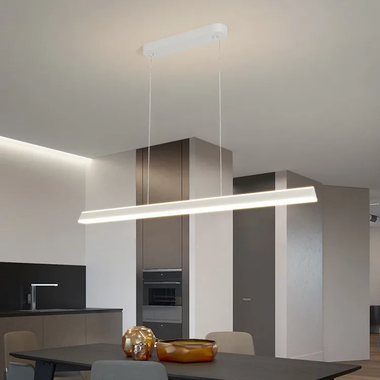 Minimalist restaurant chandelier designer Modern simple one-word strip lamp Nordic bar table living room dining room table lamp