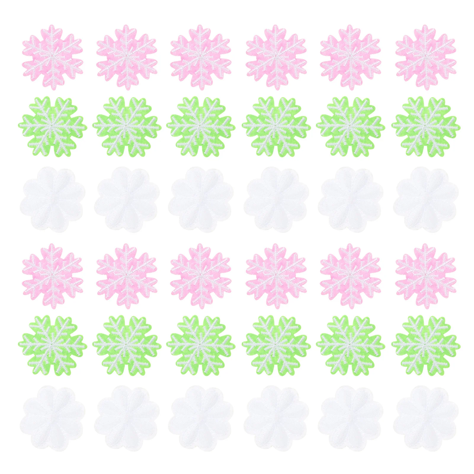 

60 шт., рождественские нашивки с вышивкой в виде снежинок, розовые аппликации, декоративные для повседневной одежды, женские сумки, шапки, сделай сам