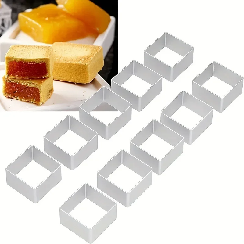 10pcs Pineapple Tart Mold Set - Premium Aluminum Alloy, Square Baking Molds for Home Use Baking Supplies