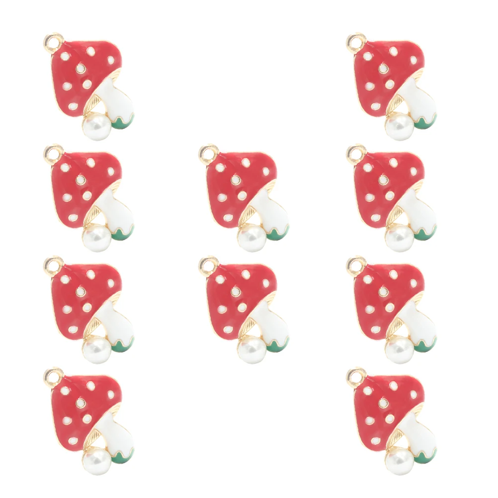 

10pcs Mushroom Pendant Jewelry Necklace Charms Lightweight Portable DIY Bracelet Earrings Accessories Jewelry Supplies