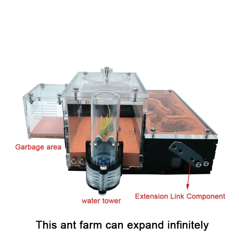 Ant Farm mini CC with External Water Tower Moisturise Ant Nest Pet Ant Queen Breeding Area Anthill Castle Ant House Insect Box