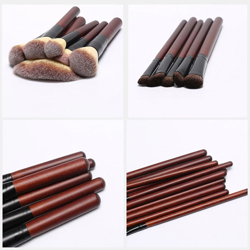 26 Pcs Professional Wooden Makeup Brushes Set with Leather Bag Foundation Eyeshadow Eye Lip Face Make Up Brush for Beauty Tools