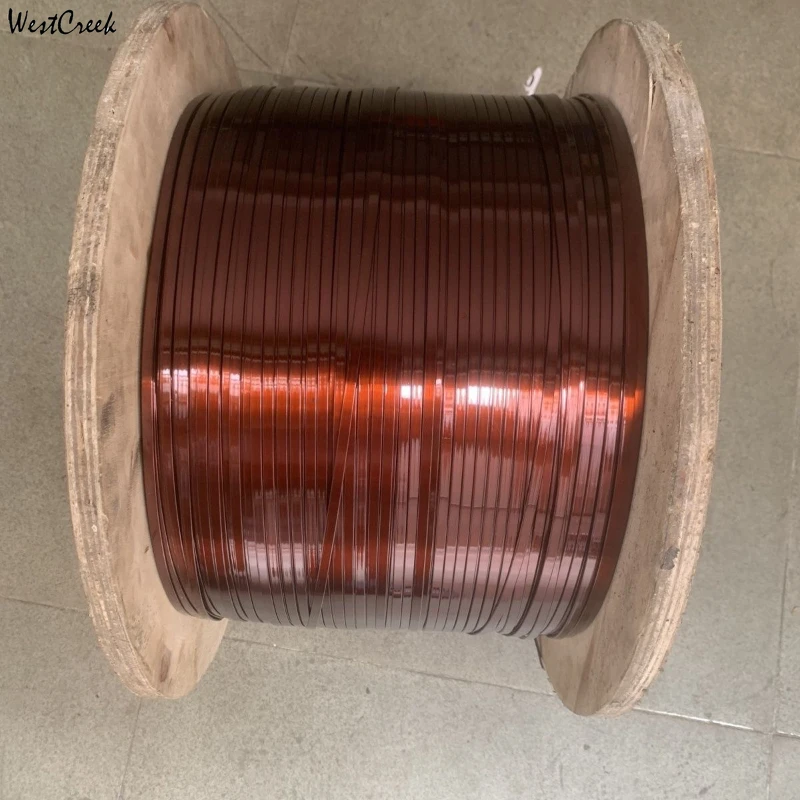 WESTCREEK 1kg 1mm 1.4mm 1.8mm 2mm-7mm QZYB-2/180 Enameled Flat Copper Wire Machine Enameled Winding Stripped Coil Magnetic Wire