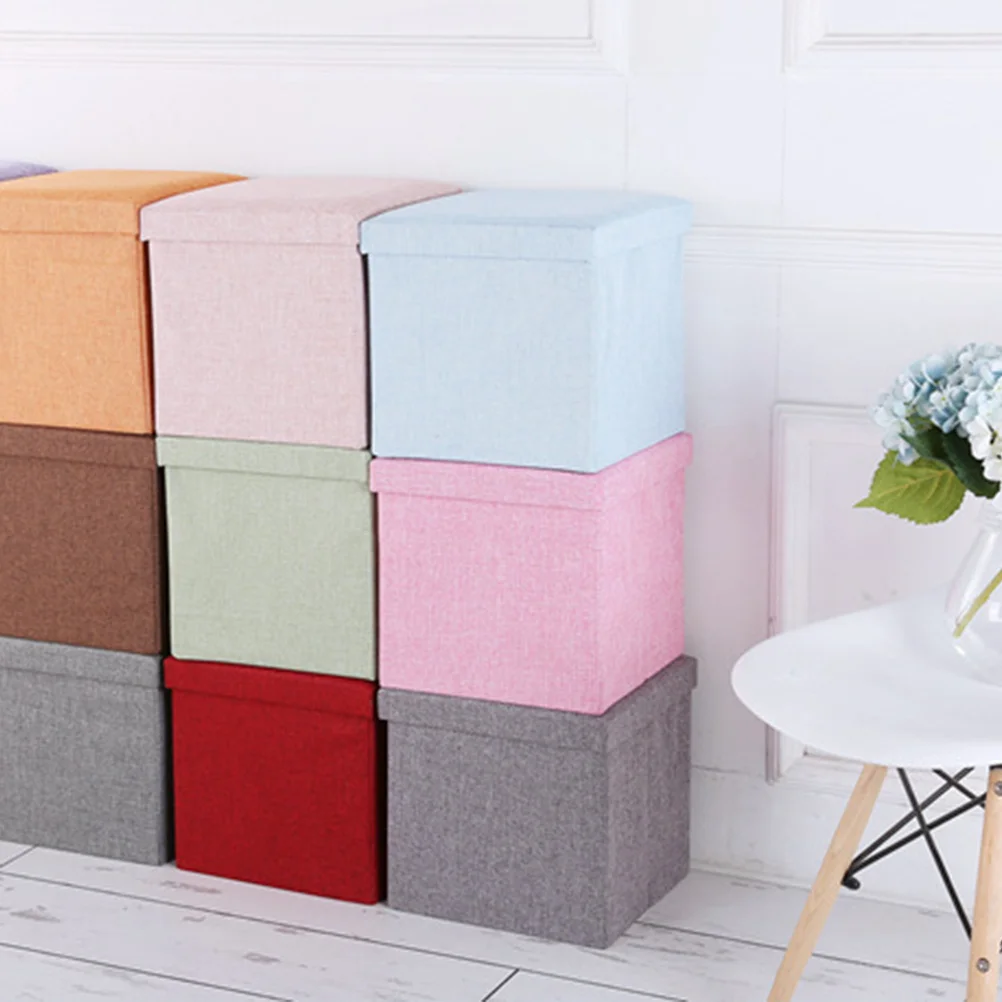 1 قطعة تخزين قابل للطي البراز القماش مربع متعدد الوظائف صندوق مقعد السماء الزرقاء أشتات المنزلية المنظم عالية تحمل #1