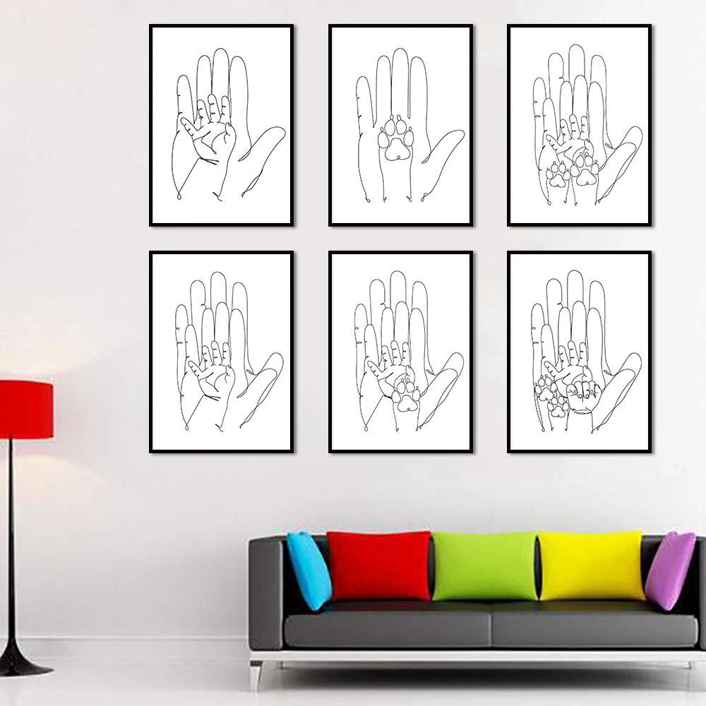 

Family Hands Posters Print Canvas Painting Minimalist Wall Art Customizable Name Pictures Nursery Living Room Home Decor Cuadros