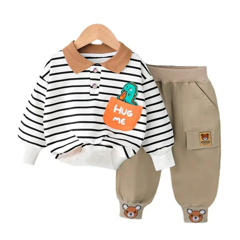 

Новая весенне-осенняя одежда для маленьких мальчиков, одежда для младенцев, детская полосатая футболка для девочек, штаны, 2 шт./компл., костюм для малышей, детские спортивные костюмы