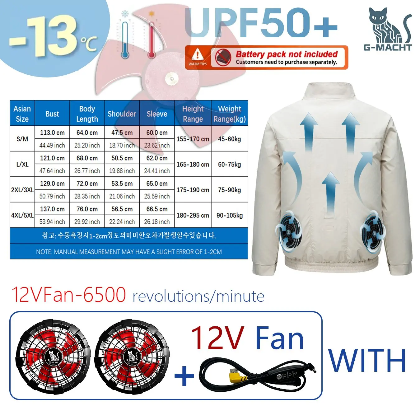G-MACHT USB-Ventilator-Kühlweste für Herren und Damen – Atmungsaktive Kühlweste für Sommer, heißes Wetter, Arbeit, Outdoor, Angeln – Detail 1