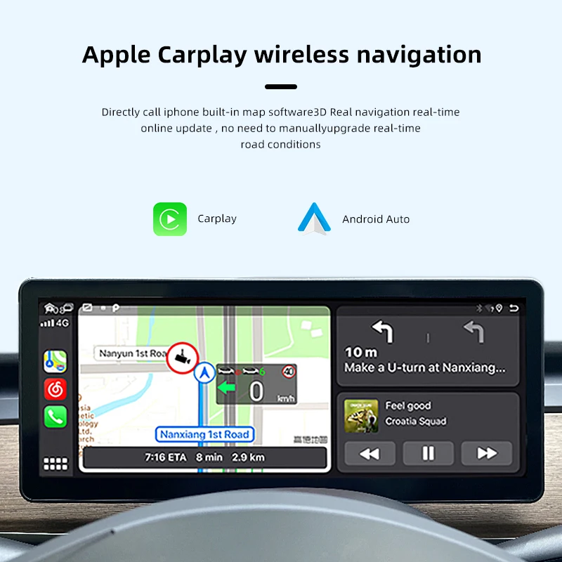 Digital Dashboard For Tesla Model 3 Model Y Heads Up Display Wireless Carplay Android Auto GPS 10.25inch IPS HUD Car Accessories