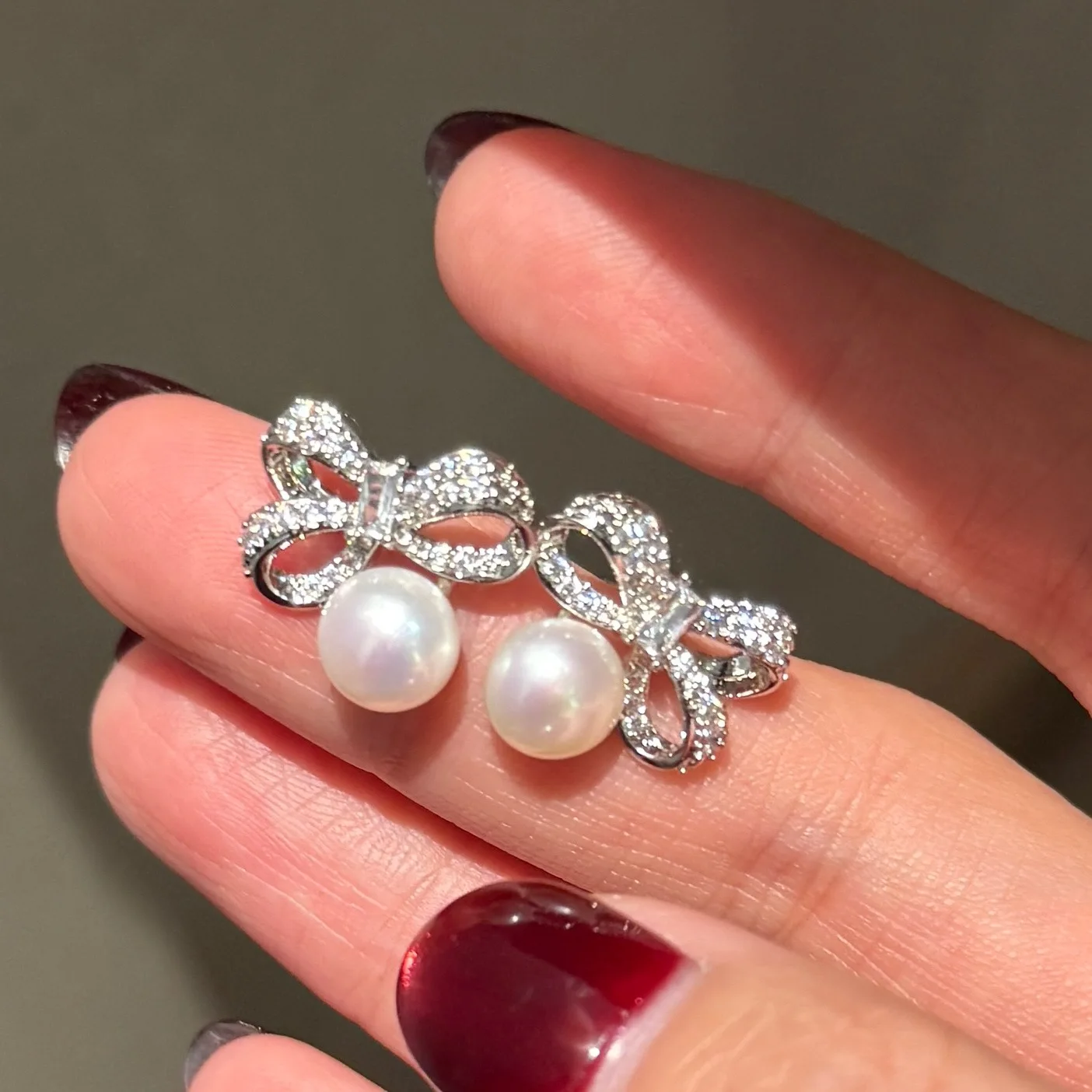 

New Arrival Natural Freshwater Pearl 925 Sterling Silver Elegant Butterfly Knot Earrings Gift for Women Birthday Gift