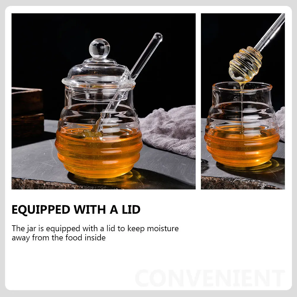 

1Set Honey Pot Glass Storage Jar Lidded Container Transparent Kitchen Storage Supplies for Home Honey Pot