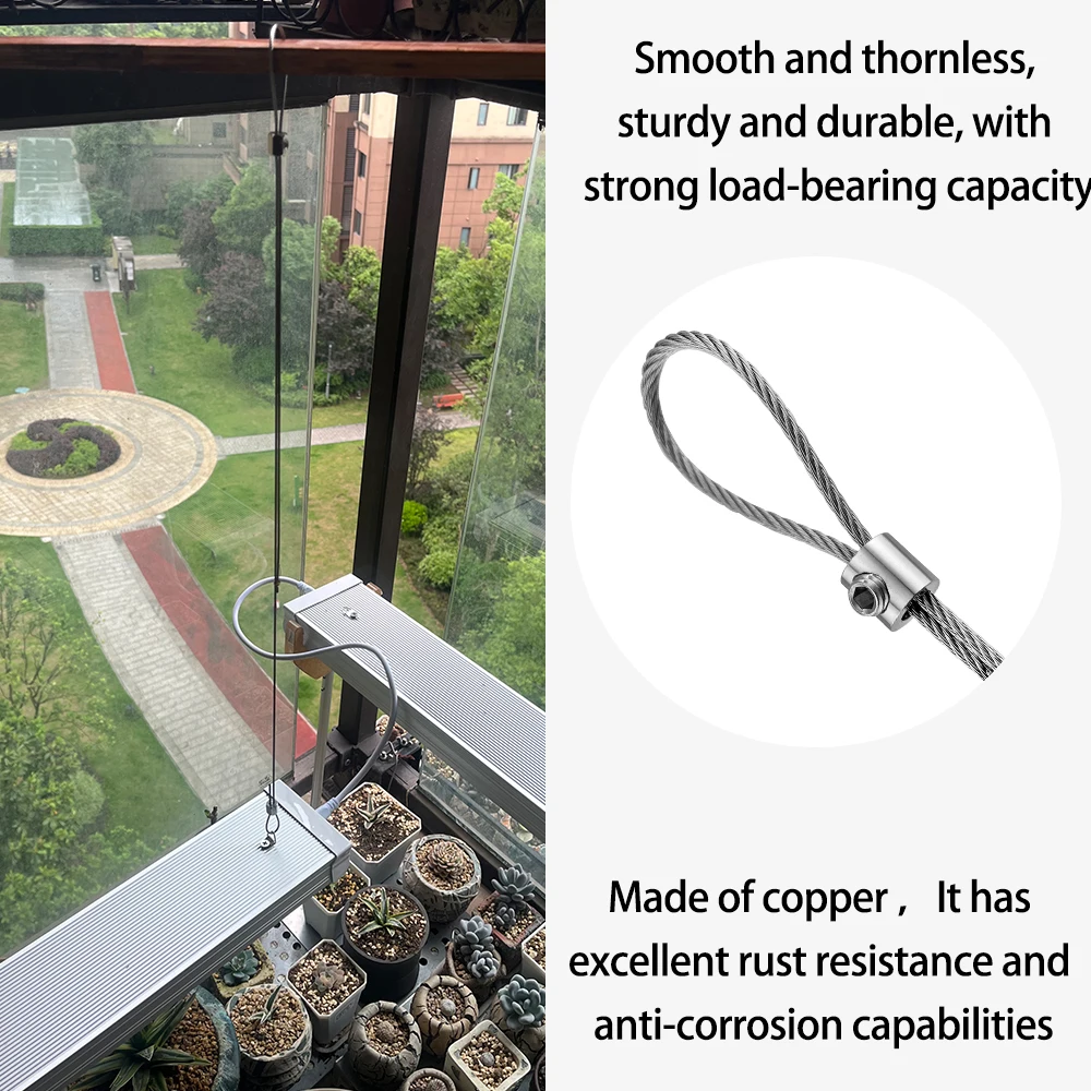 Adjustable 2/3/4mm Stainless Steel Suspension Wire Rope Cable Lock With Lock, Expandable Fastening Kit, Lighting Suspension Kit