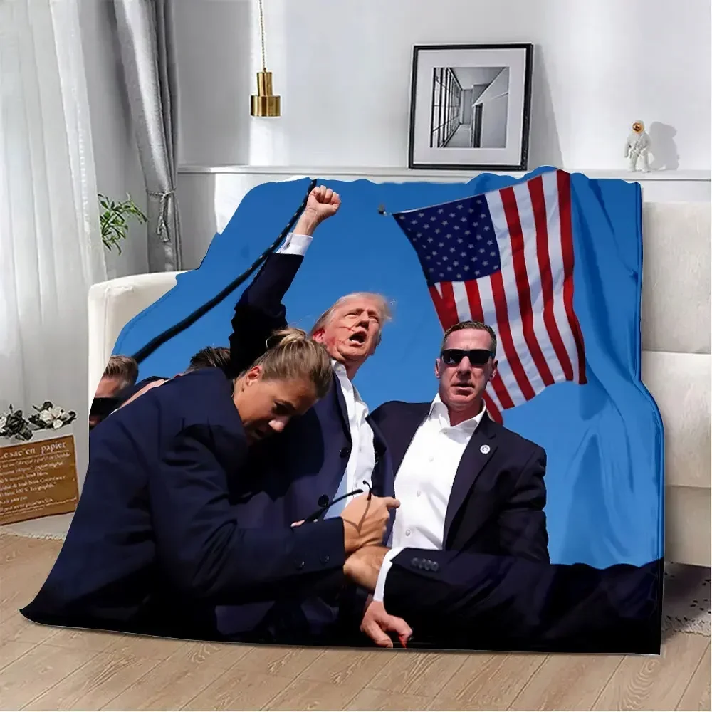 Waving Fists Printed Blanket Picnic Blankets Donald Trump Warm Blanket Soft and Comfortable Blanket Home Travel Gift Custom