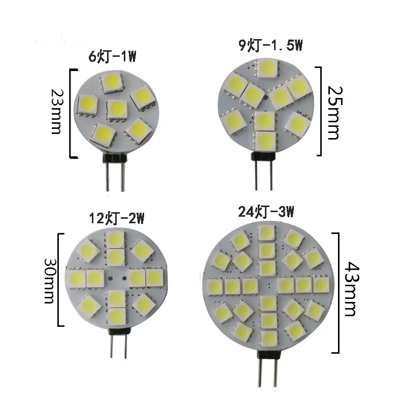 5/10 PCS Mini G4 Socket LED Bulbs DC 12V 5050 SMD 1W 2W 3W 4W 120 Degree Bi-pin Cold Warm White Halogen Replacement Lamp