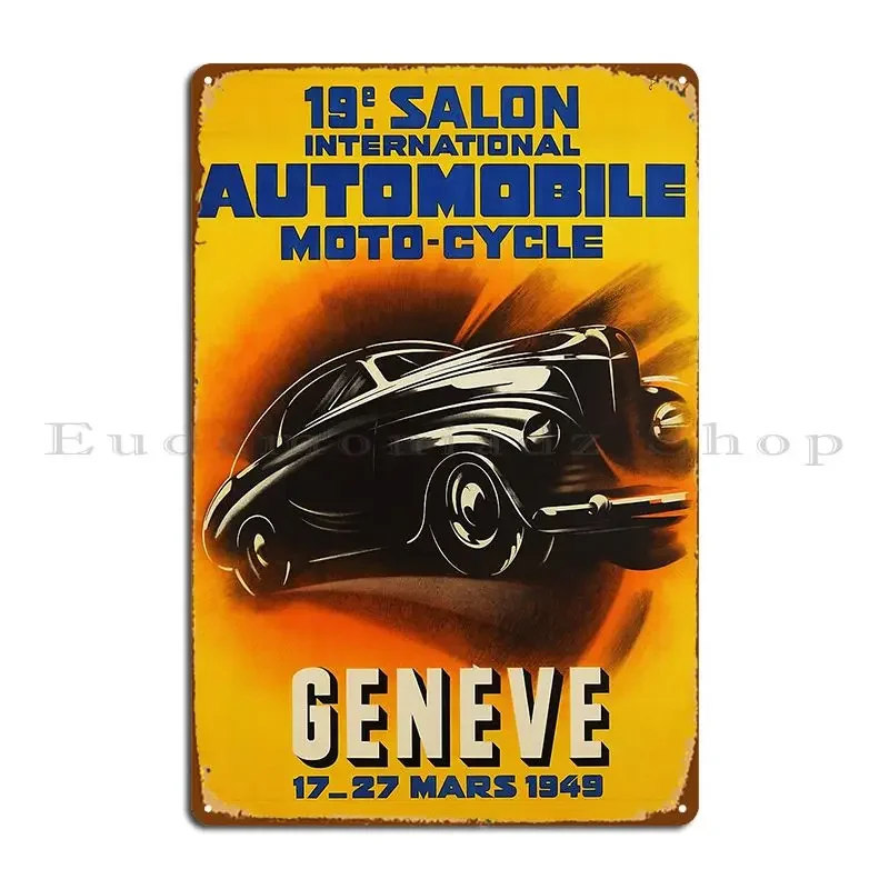 Placa de Metal Retrô Geneve Automóvel e Motocicleta 1949 - Pôster Decorativo para Cinema, Parede e Caverna