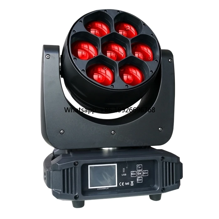 

7*40W Bee Eyes 4in1 RGBW Beam Wash LED Pixel Zoom Moving Head Light for DJ Disco Party Show Wedding Stage & Theme Park Use