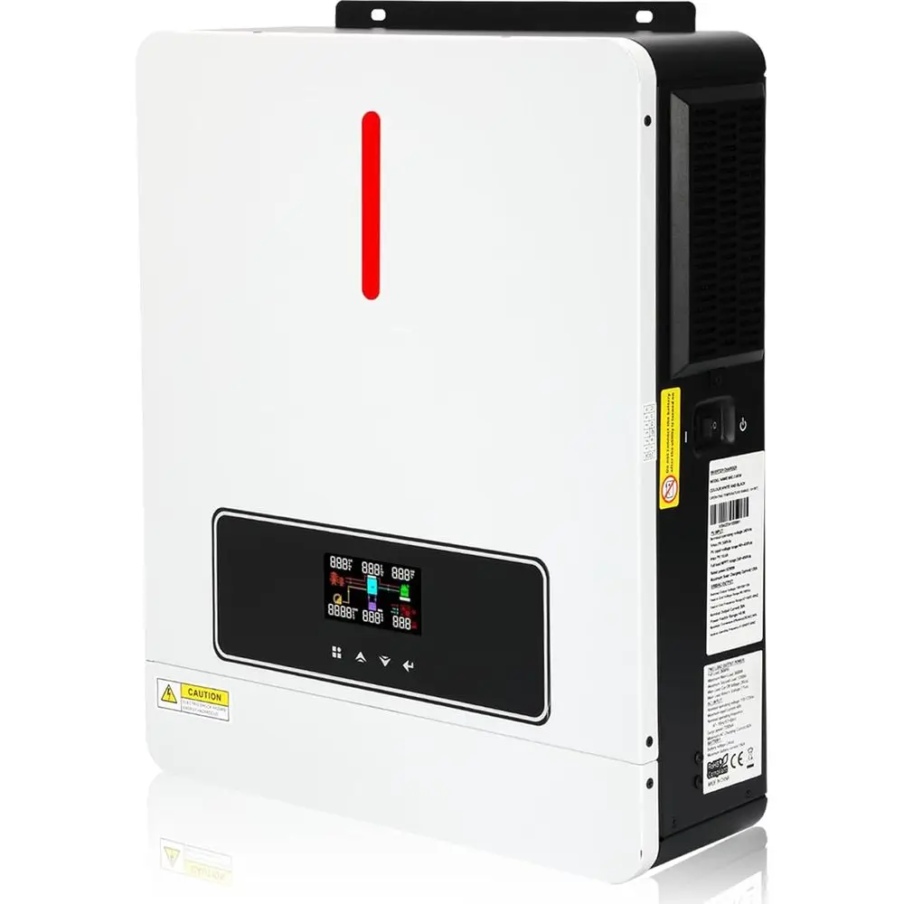 3600W Solar Inverter 24VDC to 110V/120VAC, All-in-One Pure Sine Wave Hybrid Solar Inverter with 120A MPPT Charge Controller, Ide