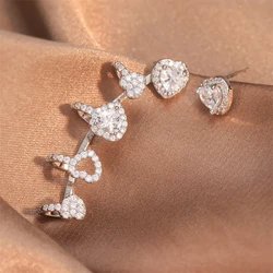 Uilz Punk Style Fashion Round AAA Cubic Zirconia Geometry Clip Earrings Trendy Single Cuff Ear Bone Jewelry for Women