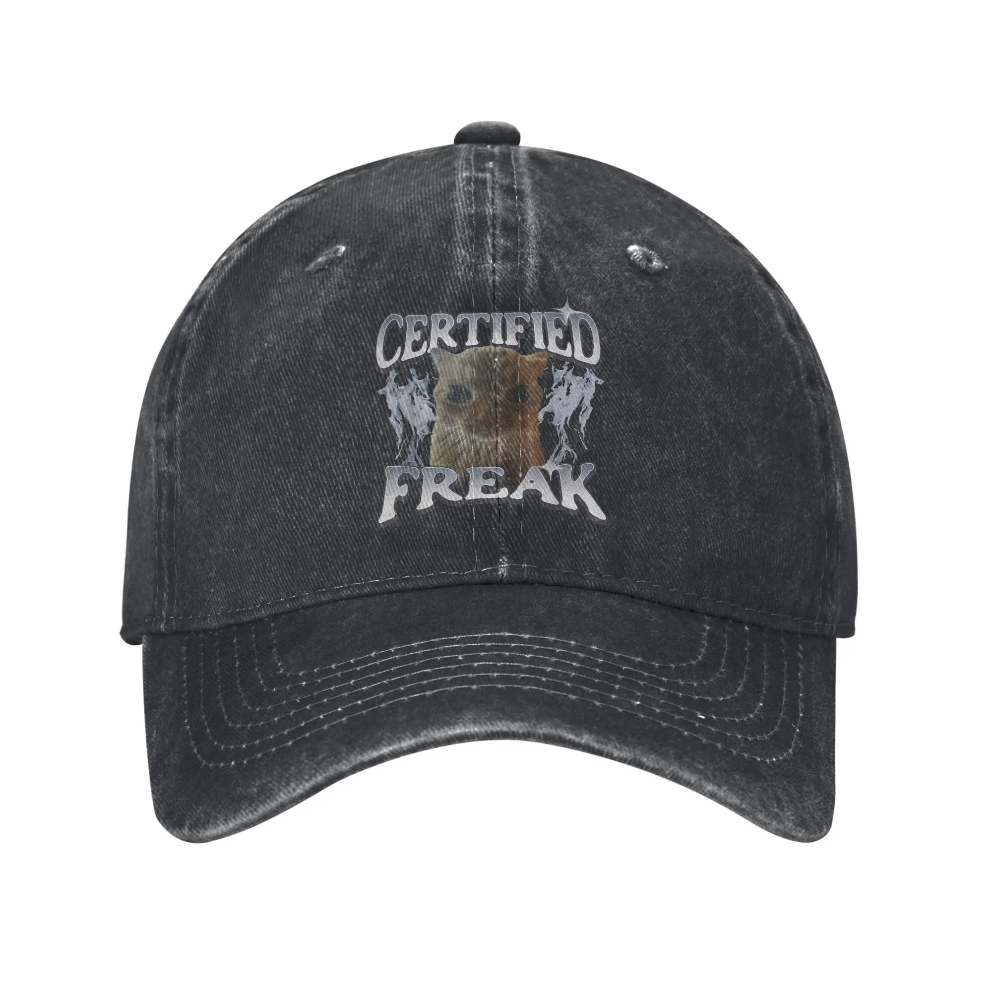 

Certified Freak Cat Funny Cat Meme Sun Baseball Cap Men Women Washed Trucker Hat Sun-Proof Print Hunting Camping Snapback Cap