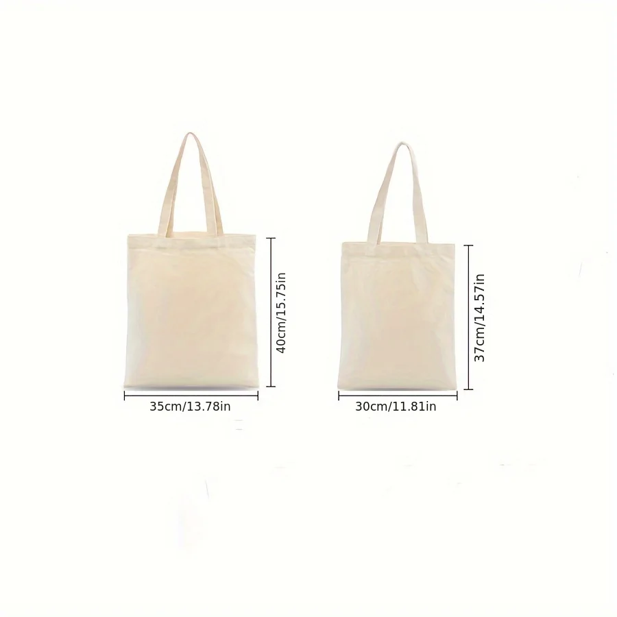 Blank Canvas Tote Bag for Students, Single-Shoulder Shopping Cotton Bag, Custom Logo Color Printing, Promotional Canvas Bag