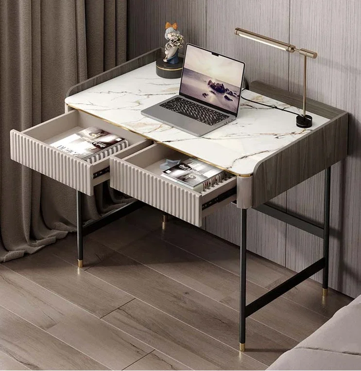 Italian Slate Desk, Bookshelf, Integrated Modern Small Apartment, Home Study, Master Bedroom Table