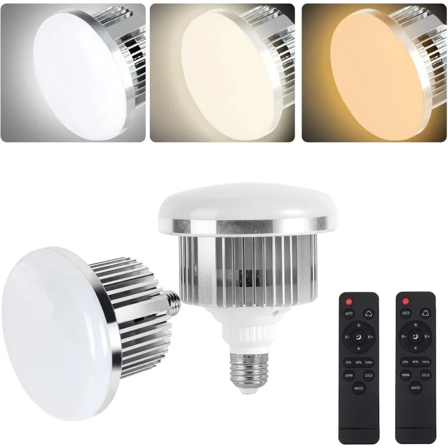 

2Pack 85W Photography Light Bulb 27006400K Colour Temperatures Dimmable Tricolor LED Bulbs Softbox Bulb in E27 Socket for Photo