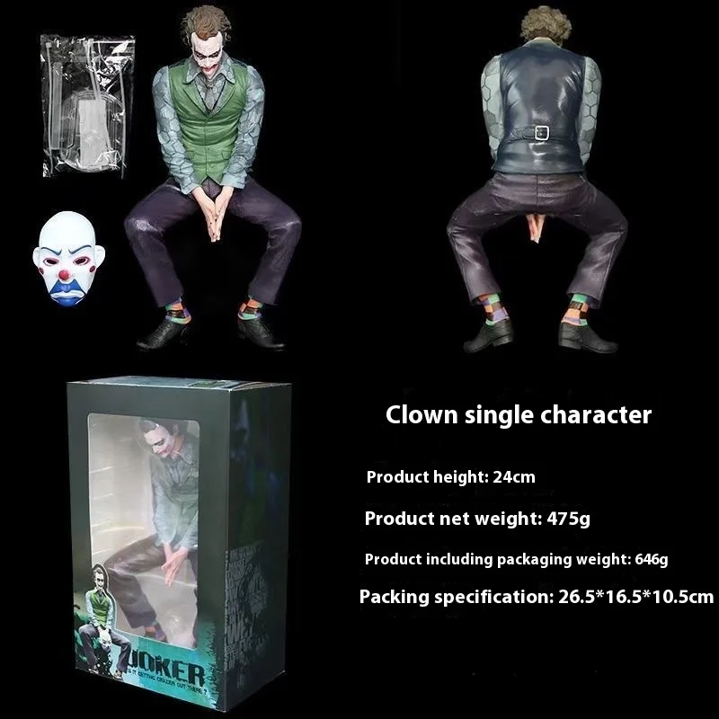 Anime Clown Model Heath Ledger Action Character Marvel Suicide Squad Sculpture Car Clown Seated Model Computer Chassis Ornaments