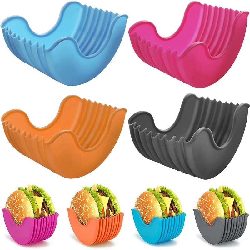 Sandwich Hamburger Silicone Rack Holder Contact-free Burger Food Fixed Clip Shell for Household Washable Kitchen Convenient Part