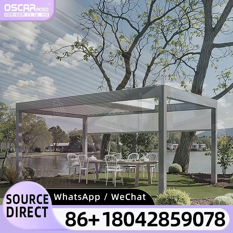 Easy Assembled Windproof Hardtop Louvered Roof Gazebo Aluminum Pergolas for Outdoor Garden Backyard Recreation pergola