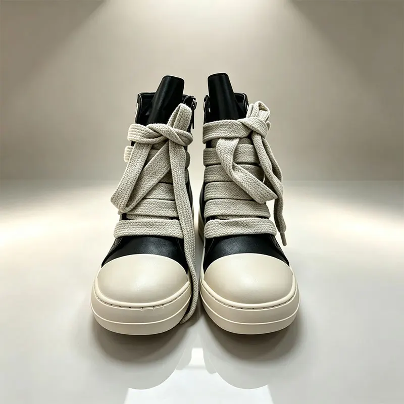 Women's Sports Shoes 2026 Autumn Dark Style Platform Sole Couple Boots Youth Trend Ultra-Weave Leather Men's High Help Sneakers