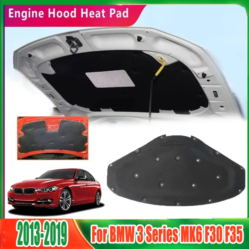 Insulation Sound Cotton Mats For BMW 3 Series MK6 F30 F35 2013~2019 2015 2018 2016 Engine Hood Heat Pads Cover Car Accessories