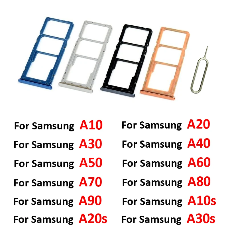 Soporte para Samsung Galaxy A10, A20, A30, A40, A50, A60, A70, A80, A10s, A20s, A30s, teléfono, nueva tarjeta SD, bandeja SIM, ranura, negro