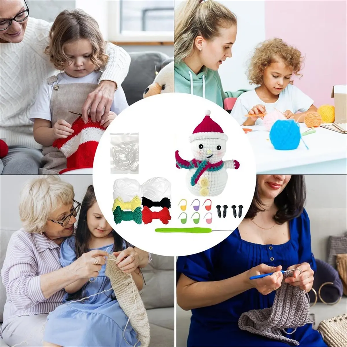 

Наборы для вязания крючком для взрослых. Рождественские принадлежности для рукоделия с крючком для пряжи. Легкий набор для вязания крючком с видеоуроками для женщин.