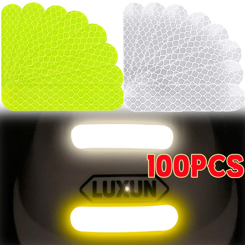

100-10PCS Helmet Safety Warning Reflective Sticker Strip Fluorescent Decorative Stickers Bicycle Motorcycle Reflector Tape Decal