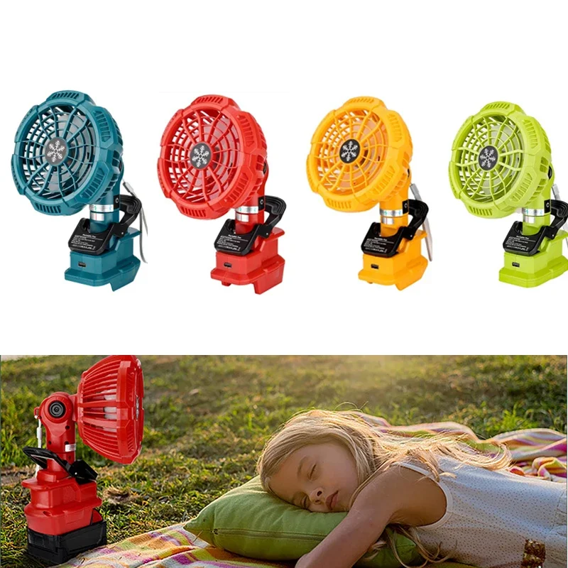 Clip Fan Portable Camping Fan For Makita/Dewalt/Bosch/Milwaukee/Black&Decker/RYOBL/raftsman 14.4-18V Lithium Battery